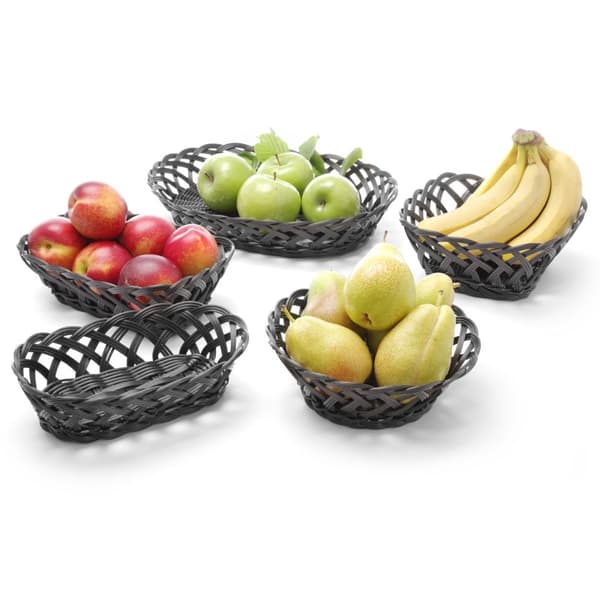 Korgbehållare för frukt och grönsaker, flätad, oval, 225x130x55 mm - Hendi 426234