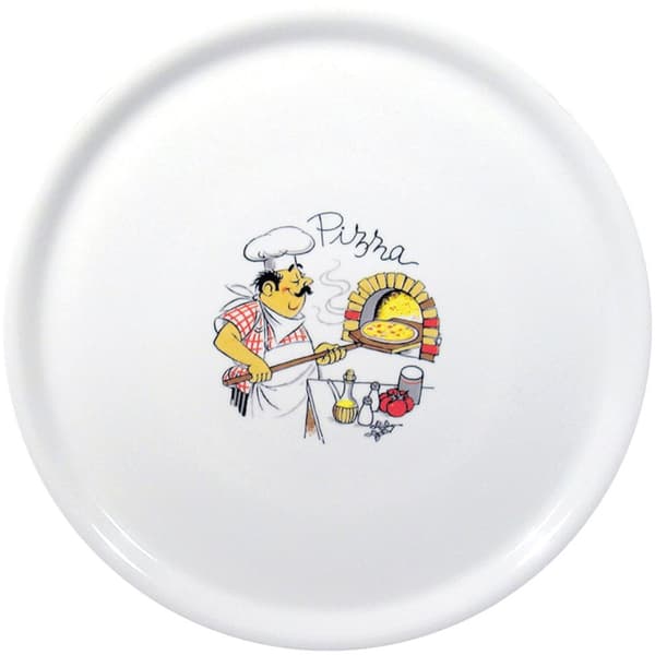 Traditionel pizzatallerken i porcelæn, hvid, diameter. 31 cm - sæt med 6 stk.