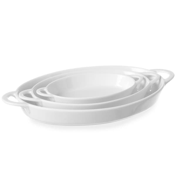 Ovalt bradefad med hanke 165x105x30mm hvidt porcelæn - Hendi 784006