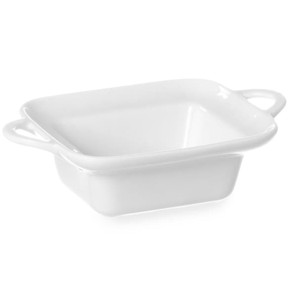 Rektangulært bageform med hanke 100x140x45mm hvidt porcelæn - Hendi 784105