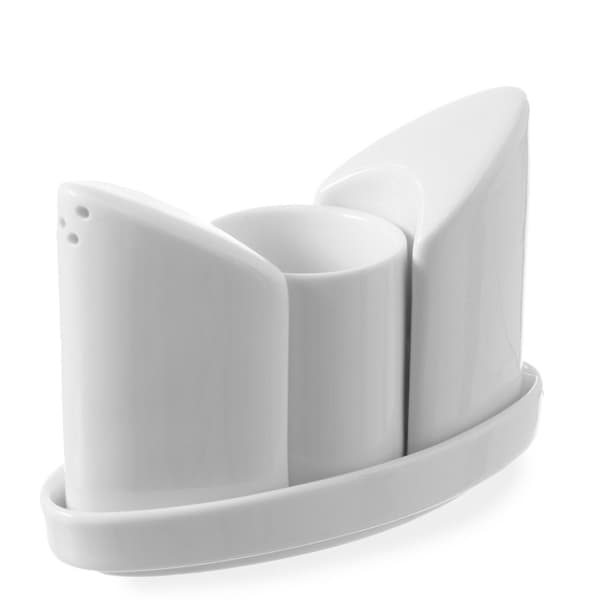Kryddset saltkar pepparshaker tandpetare vitt porslin - Hendi 786420