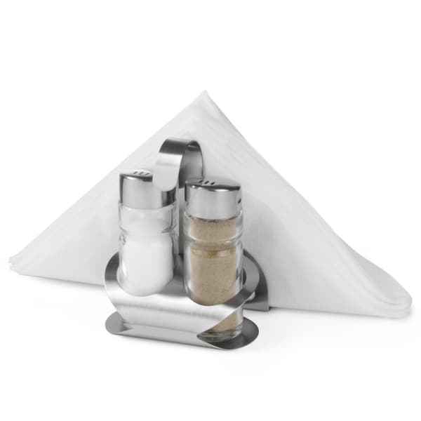 Salt- och pepparkryddset med servetthållare i rostfritt stål - Hendi 465318