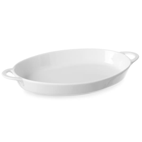 Ovalt bradefad med hanke 165x105x30mm hvidt porcelæn - Hendi 784006