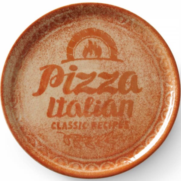 Opskrift Samling Mursten Rød porcelæn pizza tallerken, diameter. 31 cm - sæt med 6 stk.