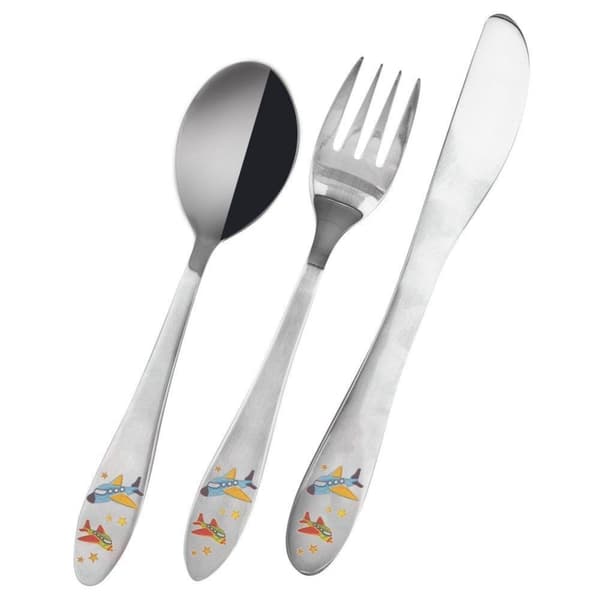 Børnebestik, ske, gaffel, kniv, 3 stk.