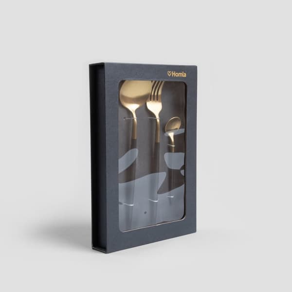 Bestiksæt | NOIA | guld med sort finish | 4 stk. | 725678