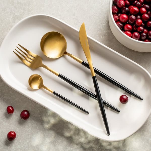 Bestiksæt | NOIA | guld med sort finish | 4 stk. | 725678