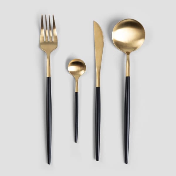 Bestiksæt | NOIA | guld med sort finish | 4 stk. | 725678