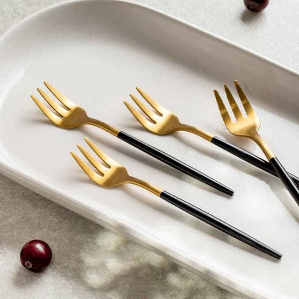 Gaffelsæt | NOIA | guld med sort finish | 4 stk. | 725692
