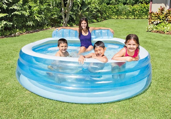 Oppustelig pool 229 x 218 x 79 med bænk #57190 INTEX