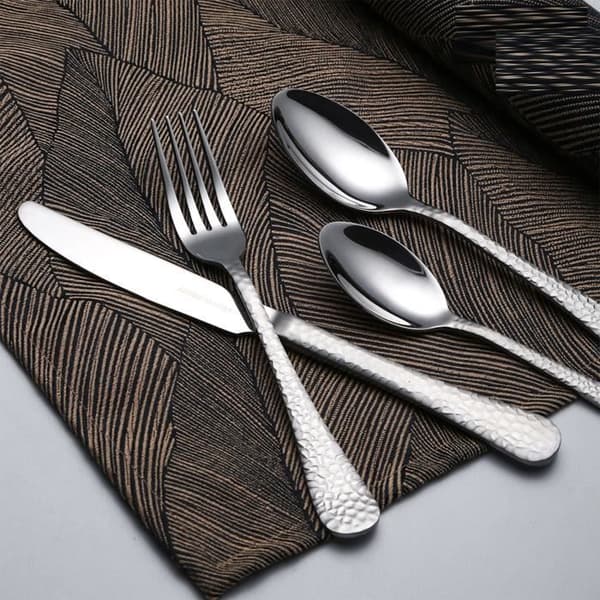 Bestickset - ARTHUR MARTIN - AM4463 - 24 delar - Rostfritt stål - Hamrad finish