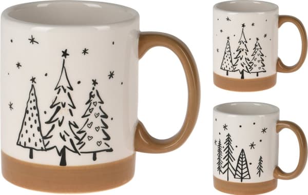 Keramisk julmugg med julgranar för kaffe 9,5x11x8 cm 1 st.