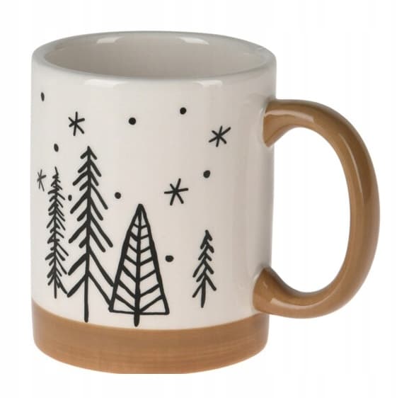 Keramisk julmugg med julgranar för kaffe 9,5x11x8 cm 1 st.