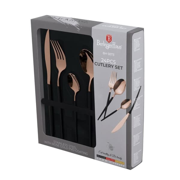 Bestick 24 delar. Berlinger Haus Bh-3073 Black Rose Lumarko!