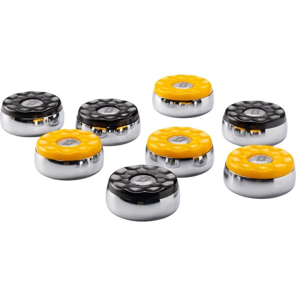 Shuffleboard pucks sæt 4 x sorte og 4 x gule