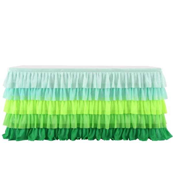 Tulle Bordskørt, 5-lags Gradient Grøn, 30 tommer Højde,9FT