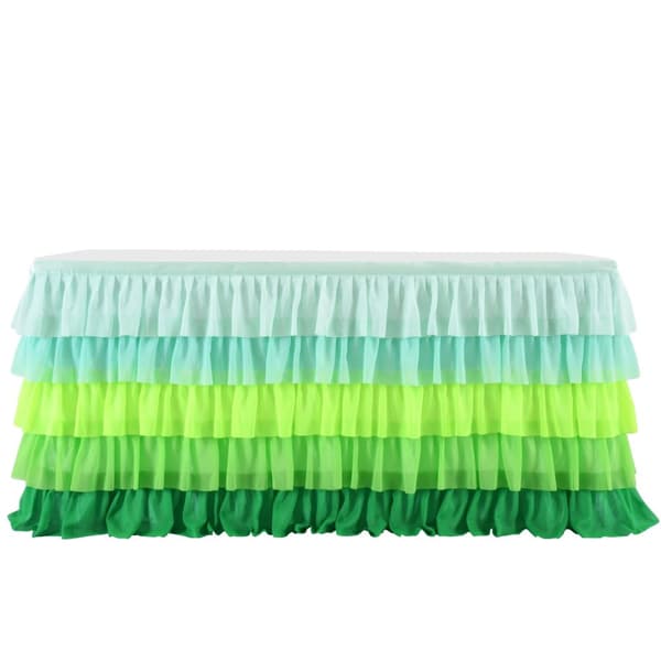Tulle Bordskørt, 5-lags Gradient Grøn, 30 tommer Højde,9FT