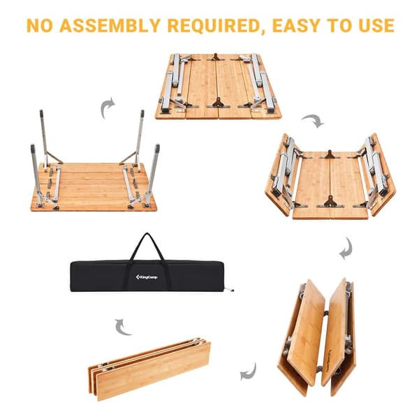 KING CAMP Campingbord Bambu 100 x 65 cm