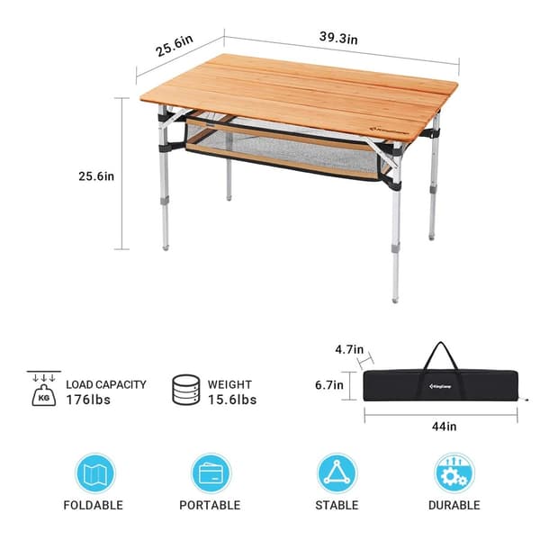 KING CAMP Campingbord Bambu 100 x 65 cm