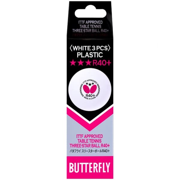 BUTTERFLY*** Pöytätennispallot Valkoinen - 3 kpl.
