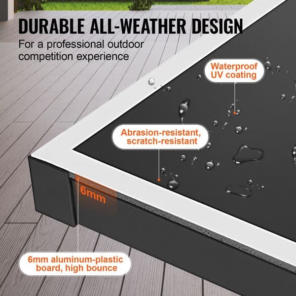 Ping Pong Bord-VEVOR-All Weather Bärbart Aluminium Vikbart Bordtennisbord med Quick Release Net