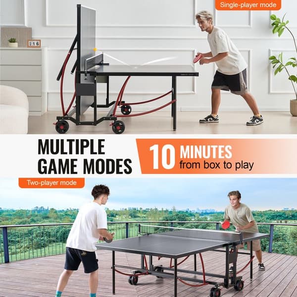 Ping Pong Bord-VEVOR-All Weather Bärbart Aluminium Vikbart Bordtennisbord med Quick Release Net