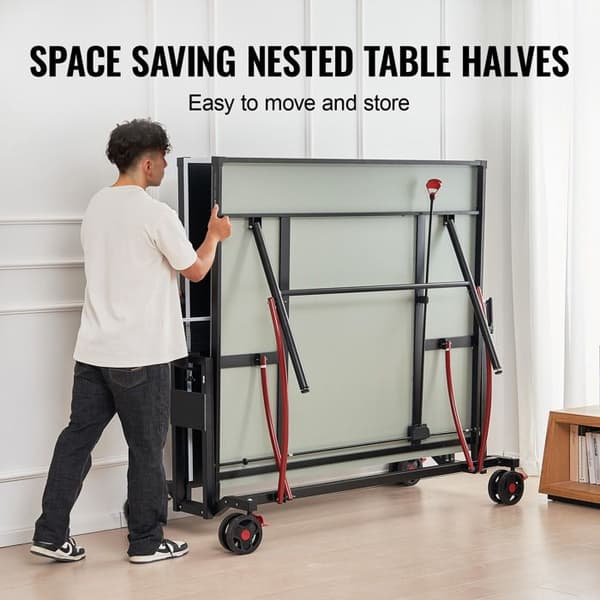 Ping Pong Bord-VEVOR-All Weather Bärbart Aluminium Vikbart Bordtennisbord med Quick Release Net