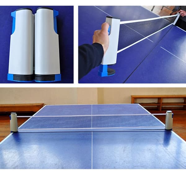 Bordtennisracketset - grå, 2 bordtennisracketar + utfällbart bordtennisnät + 3 bollar