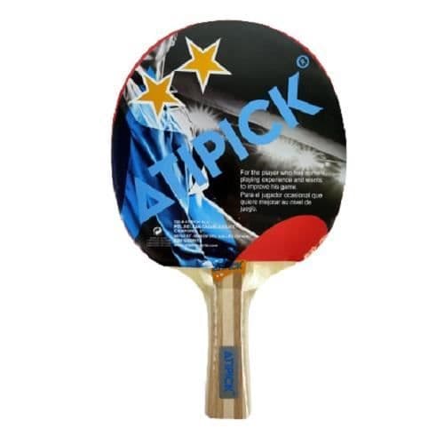 Atipick bordtennisbat 2 stjärnor gummi röd/svart
