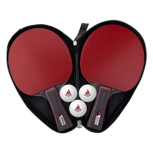 JOOLA Bordtennisset DUO PRO 2 racketar + 3 bordtennisbollar + bordtennisöverdrag, röd-svart, 6-st.