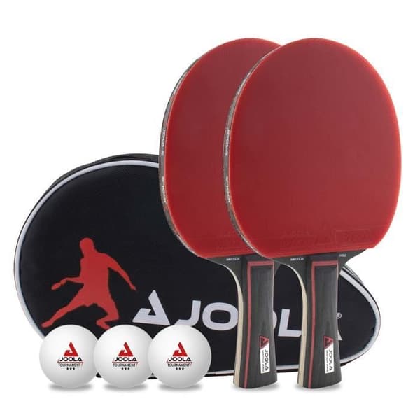 JOOLA Bordtennisset DUO PRO 2 racketar + 3 bordtennisbollar + bordtennisöverdrag, röd-svart, 6-st.