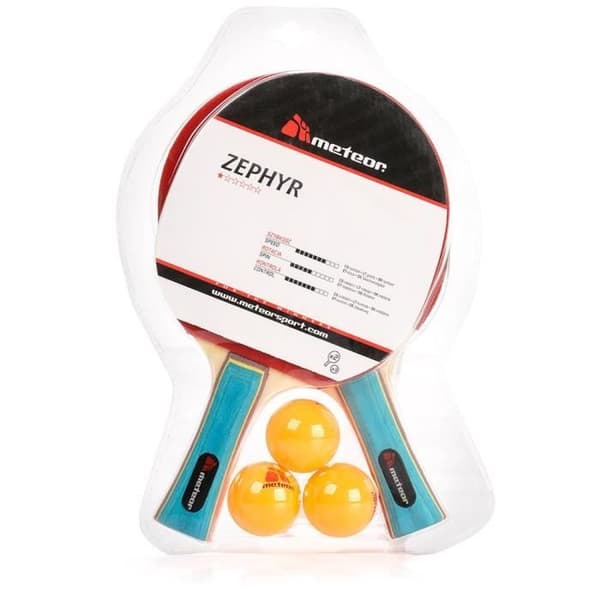 Set av Ping Pong-racketer - meteor - Zephyr - 2 racketer - 3 bollar - Professionell