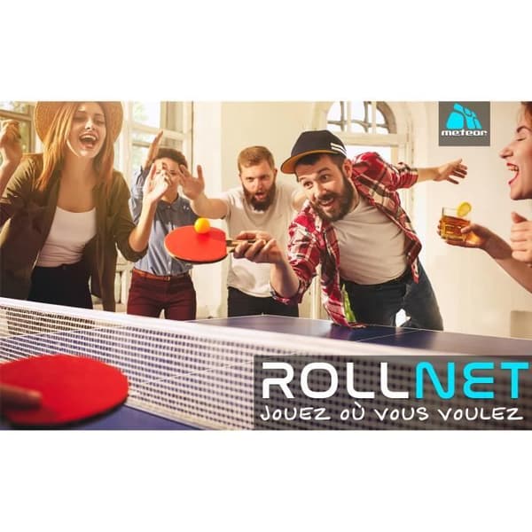 Meteor Bordtennis-set 170 cm Grå Nät Tillbehör Två racketar och tre bollar för amatörer och semi-professionella