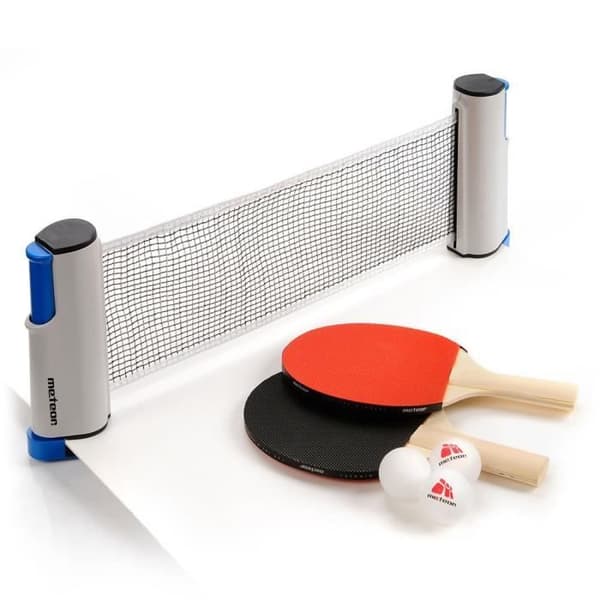 Meteor Bordtennis-set 170 cm Grå Nät Tillbehör Två racketar och tre bollar för amatörer och semi-professionella