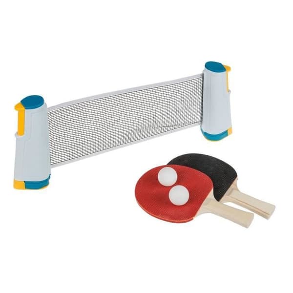 Idena bordtennissats med nät, balaclava och två bollar för enkel montering på bordsskivor, perfekt