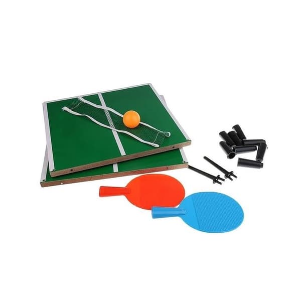 Miniatyr ping pong spel - Ej specificerat - Platsbyggd bord - 2 racketar - 4 bollar - ABS och trä
