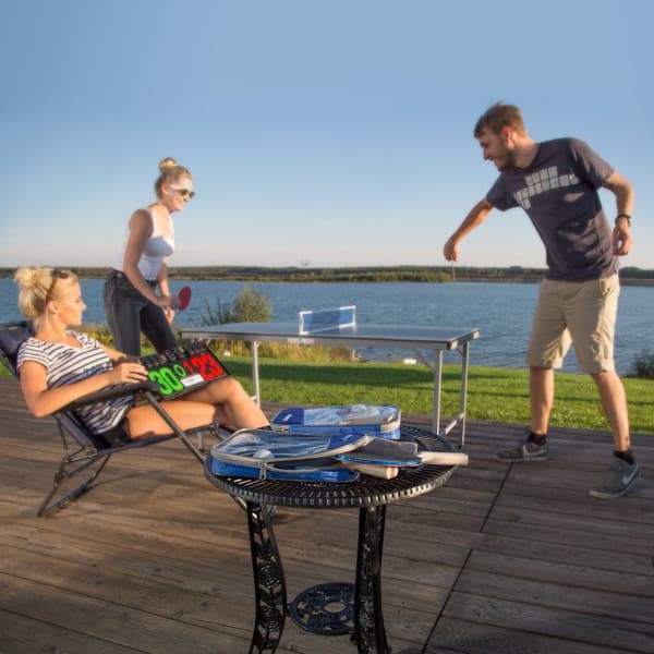 Relaxdays set för att spela pingis, med 2 racketer, 3 bollar, 1 nät och 1 transportväska, flerfärgad