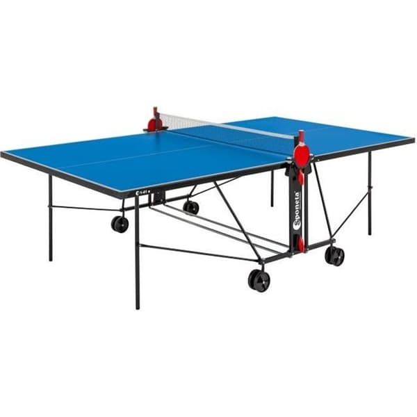 SPONETA - Bordtennisbord - Kompakt Ping Pong Bord - Utomhusbruk - Blå och svart