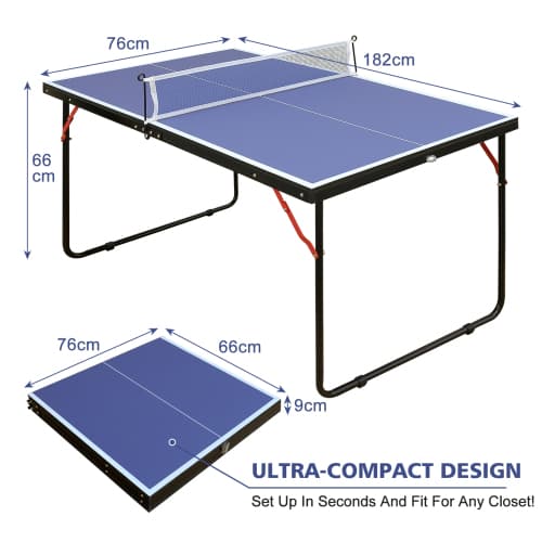 137,2 cm/4,5 fot hopfällbart bordtennisbord, bärbart pingisbordsset med nät, 2 bordtennispaddlar och 3 bollar, lätt att förvara, inomhus- och utomhuss