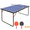 Miniatyrbild 1 av 5: 137,2 cm/4,5 fot hopfällbart bordtennisbord, bärbart pingisbordsset med nät, 2 bordtennispaddlar och 3 bollar, lätt att förvara, inomhus- och utomhuss