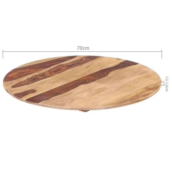 vidaXL Bordsskiva i massivt sheshamträ rund 15-16 mm 70 cm