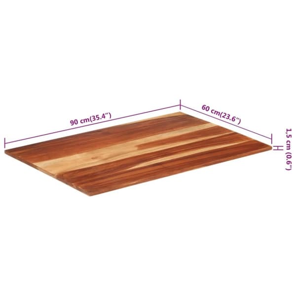 vidaXL Bordsskiva i massivt sheshamträ 15-16 mm 60x90 cm