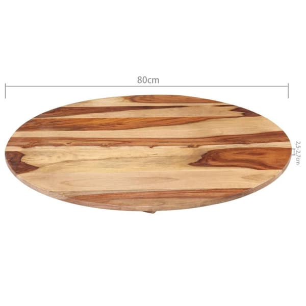 vidaXL Bordsskiva i massivt sheshamträ rund 25-27 mm 80 cm