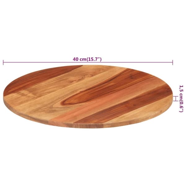 vidaXL Bordsskiva i massivt sheshamträ rund 15-16 mm 40 cm