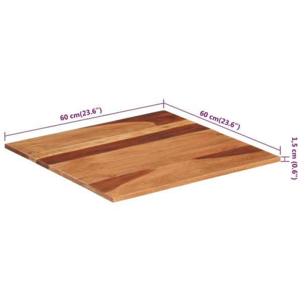 vidaXL Bordsskiva massivt akaciaträ 15-16 mm 60x60 cm