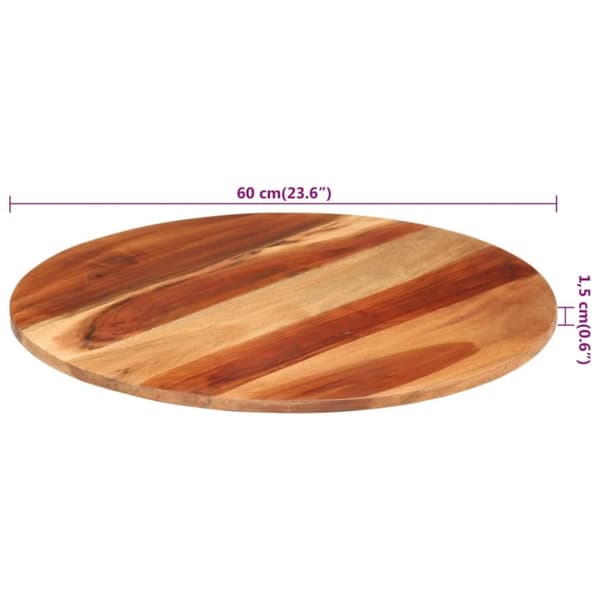 vidaXL bordplade 15-16 mm 60 cm rund massivt akacietræ