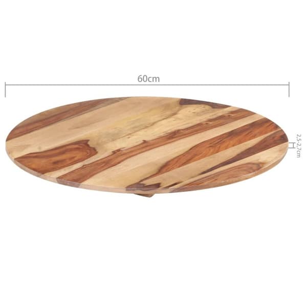 vidaXL bordplade 25-27 cm rund 60 cm massivt sheeshamtræ