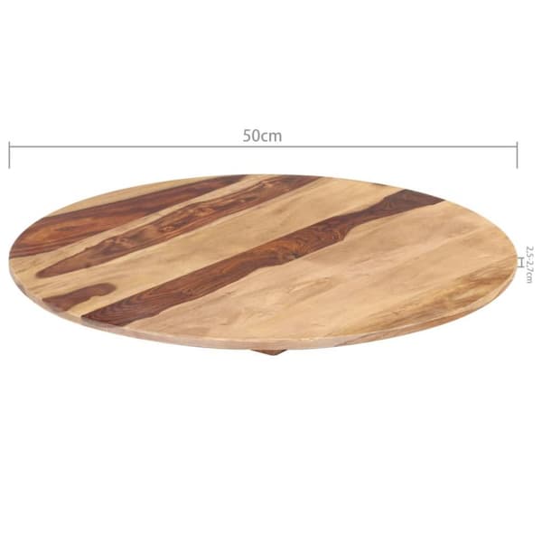 vidaXL bordplade 25-27 cm rund 50 cm massivt sheeshamtræ