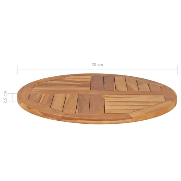 vidaXL Bordplate heltre teak 2,5 cm 70 cm