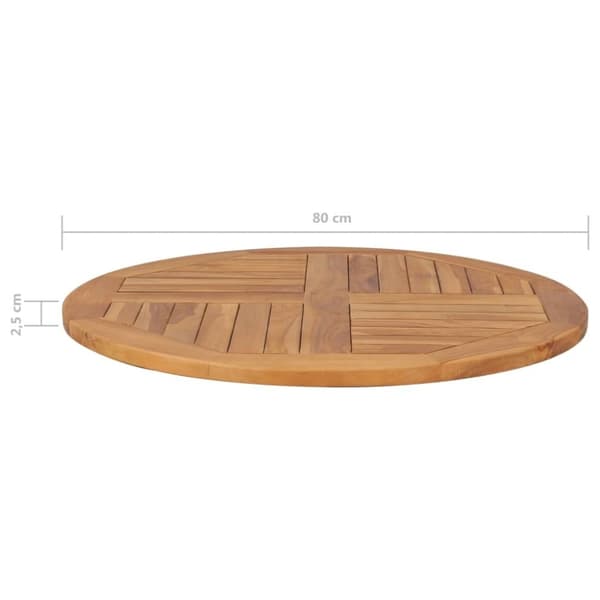 vidaXL Bordplate heltre teak 2,5 cm 80 cm